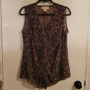 Michael Kors sleeveless leopard shell sz 1x